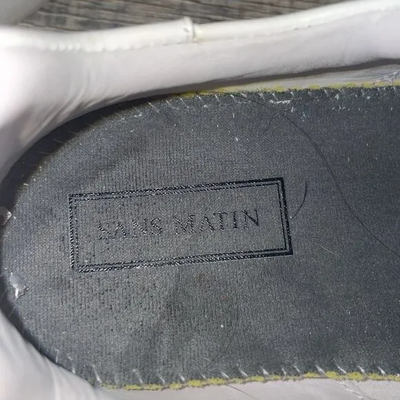 Sans Matin The LALA Greek Letters White Leather Platform Sneakers