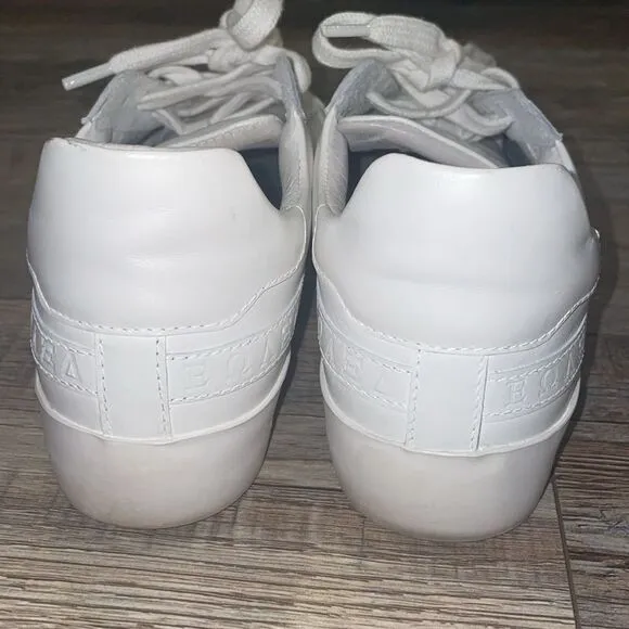 Sans Matin The LALA Greek Letters White Leather Platform Sneakers