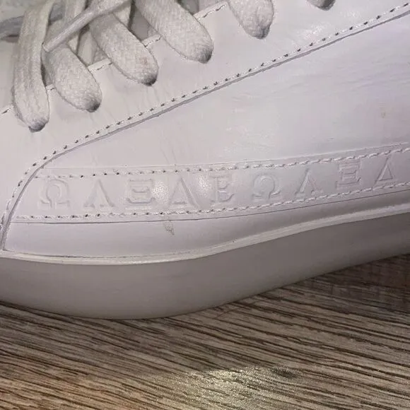 Sans Matin The LALA Greek Letters White Leather Platform Sneakers