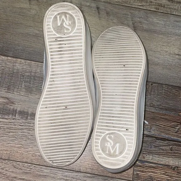 Sans Matin The LALA Greek Letters White Leather Platform Sneakers