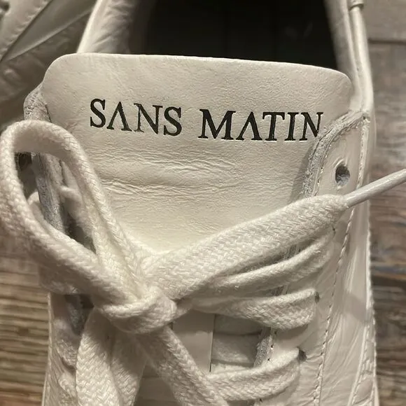 Sans Matin The LALA Greek Letters White Leather Platform Sneakers