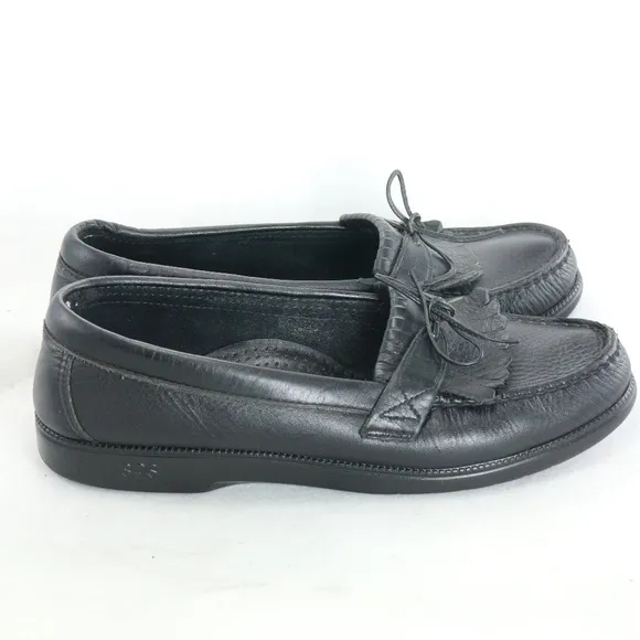 SAS Black Moc Toe Kilted Slip On Loafers Pair Sz 9.5 US Women Narrow