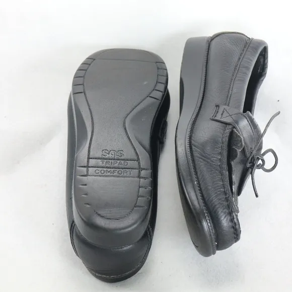 SAS Black Moc Toe Kilted Slip On Loafers Pair Sz 9.5 US Women Narrow