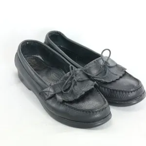 SAS Black Moc Toe Kilted Slip On Loafers Pair Sz 9.5 US Women Narrow