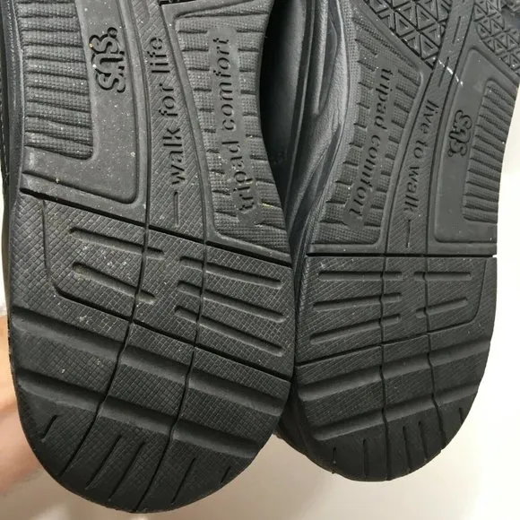 SAS Diabetic Womens Shoes TMV Comfort Walking Two Strap Black Leather Suede 12 N