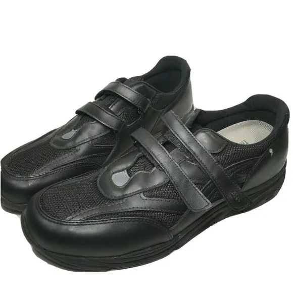 SAS Diabetic Womens Shoes TMV Comfort Walking Two Strap Black Leather Suede 12 N