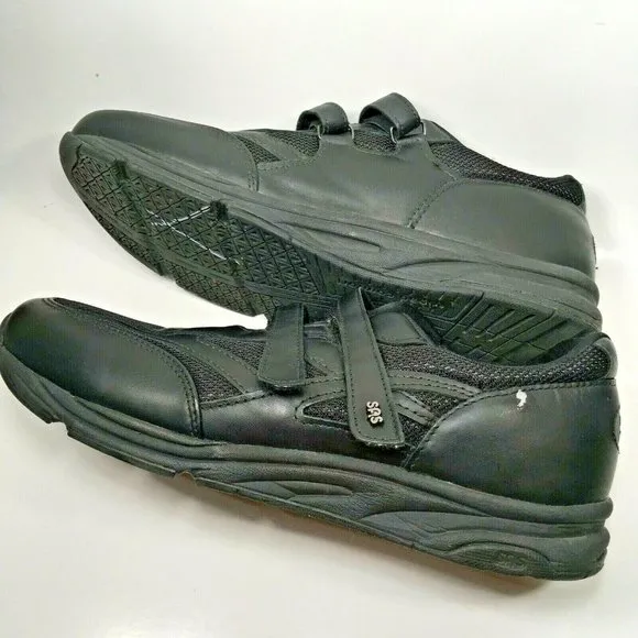 SAS Diabetic Womens Shoes TMV Comfort Walking Two Strap Black Leather Suede 12 N
