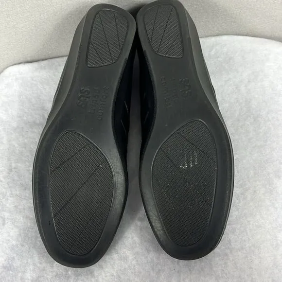 SAS Dream Womens Black Wedge‎ Leather Loafer Shoes Triped Comfort Size 8M