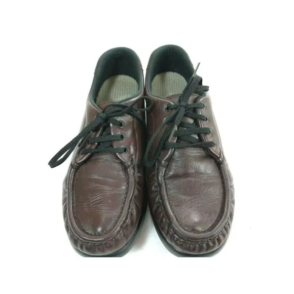 SAS Leather Burgundy Moc Toe Wedge Tri-pad 8