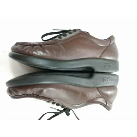 SAS Leather Burgundy Moc Toe Wedge Tri-pad 8