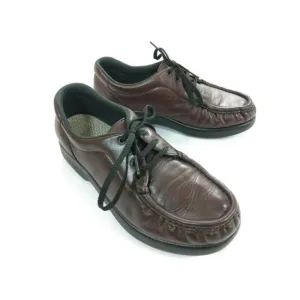 SAS Leather Burgundy Moc Toe Wedge Tri-pad 8