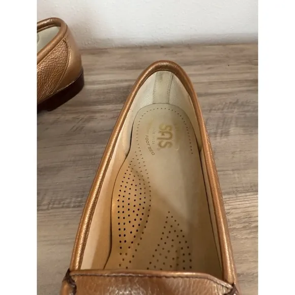 SAS Moc Loafers Shoes Slip On Women Sz 8.5 M Tripad Comfort Leather Bronze Brown