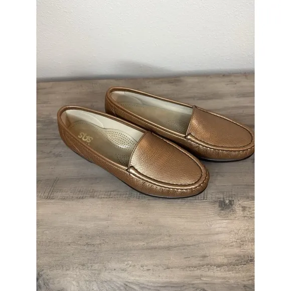 SAS Moc Loafers Shoes Slip On Women Sz 8.5 M Tripad Comfort Leather Bronze Brown