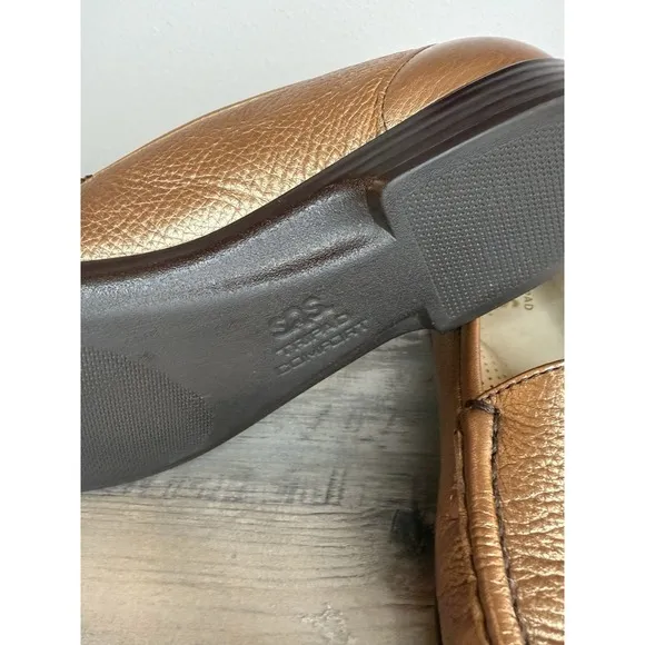 SAS Moc Loafers Shoes Slip On Women Sz 8.5 M Tripad Comfort Leather Bronze Brown