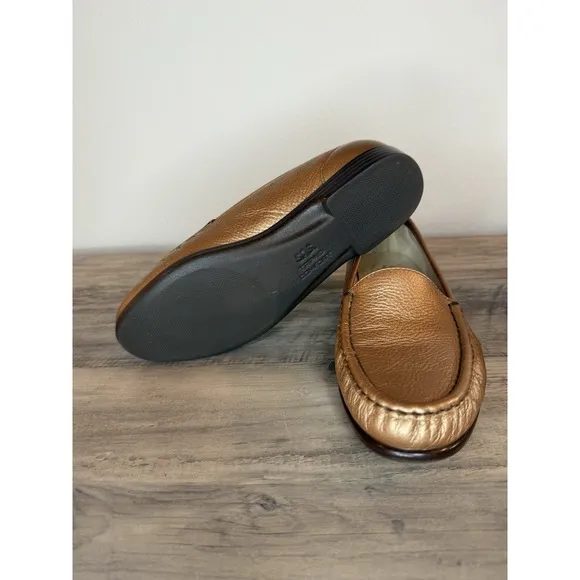 SAS Moc Loafers Shoes Slip On Women Sz 8.5 M Tripad Comfort Leather Bronze Brown