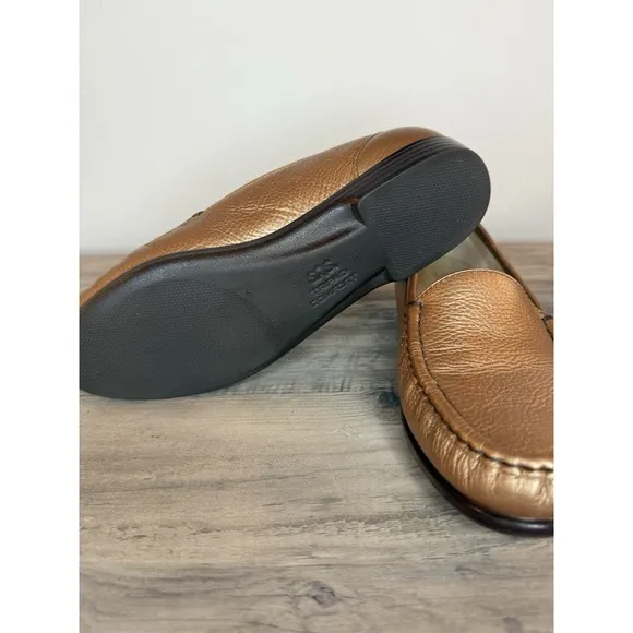 SAS Moc Loafers Shoes Slip On Women Sz 8.5 M Tripad Comfort Leather Bronze Brown