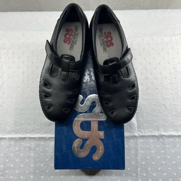 SAS Roamer TriPad Comfort Shoes Womens 6.5M Black Leather Mary Jane Low top USA