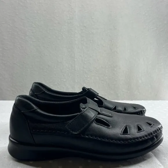 SAS Roamer TriPad Comfort Shoes Womens 6.5M Black Leather Mary Jane Low top USA
