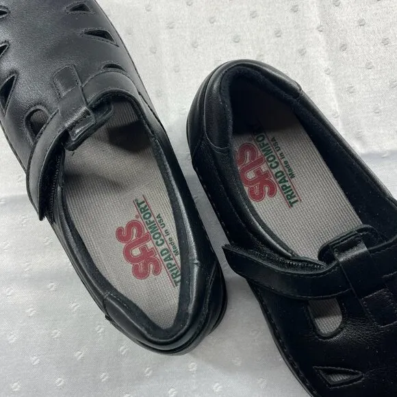 SAS Roamer TriPad Comfort Shoes Womens 6.5M Black Leather Mary Jane Low top USA