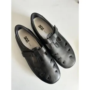 SAS Roamer Walking Shoes Size 12w 12 Wide Black Leather Comfort Mary Janes