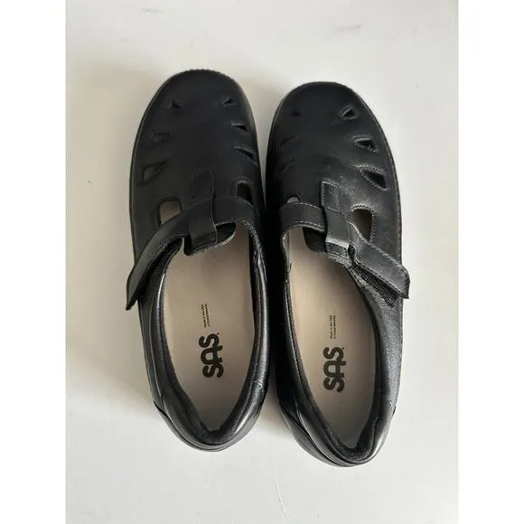 SAS Roamer Walking Shoes Size 12w 12 Wide Black Leather Comfort Mary Janes