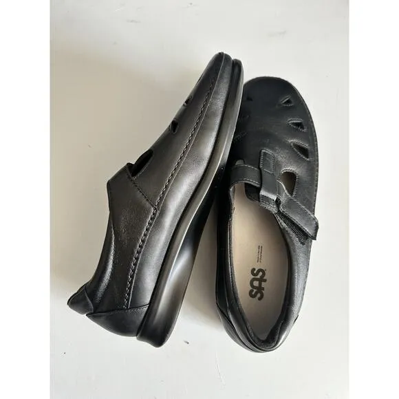 SAS Roamer Walking Shoes Size 12w 12 Wide Black Leather Comfort Mary Janes