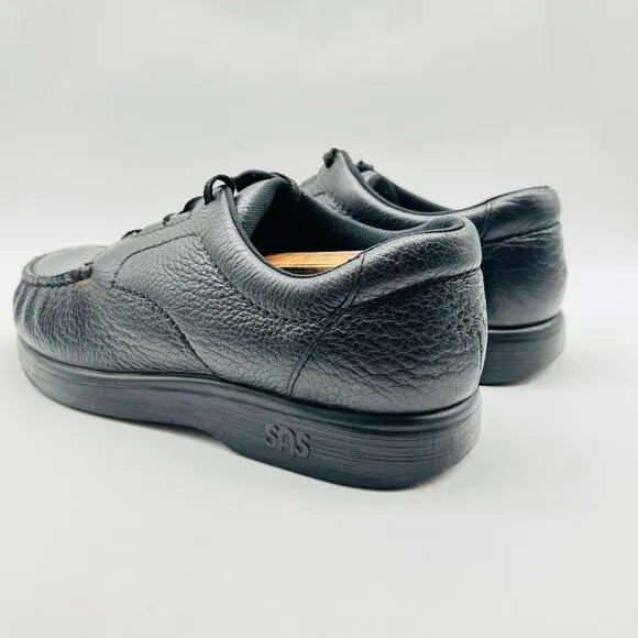 SAS Shoes Mens 9 WW Black Pebbled Leather Bout Time Oxford Comfort Sneakers