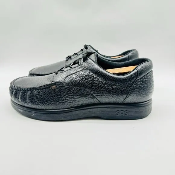 SAS Shoes Mens 9 WW Black Pebbled Leather Bout Time Oxford Comfort Sneakers