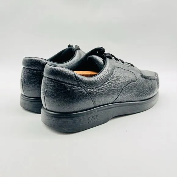 SAS Shoes Mens 9 WW Black Pebbled Leather Bout Time Oxford Comfort Sneakers