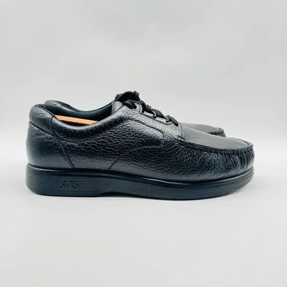 SAS Shoes Mens 9 WW Black Pebbled Leather Bout Time Oxford Comfort Sneakers