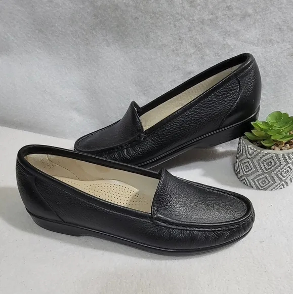 SAS Simplify Black Leather Pebbled Narrow Tripad Comfort Loafers Shoes Size  8N