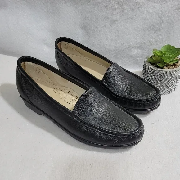SAS Simplify Black Leather Pebbled Narrow Tripad Comfort Loafers Shoes Size  8N