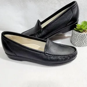 SAS Simplify Black Leather Pebbled Narrow Tripad Comfort Loafers Shoes Size  8N