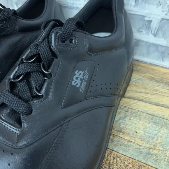SAS Time Out Black Leather‎ Comfort Lace Up Walking Shoes Mens Size 13.5 WW New