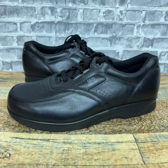 SAS Time Out Black Leather‎ Comfort Lace Up Walking Shoes Mens Size 13.5 WW New