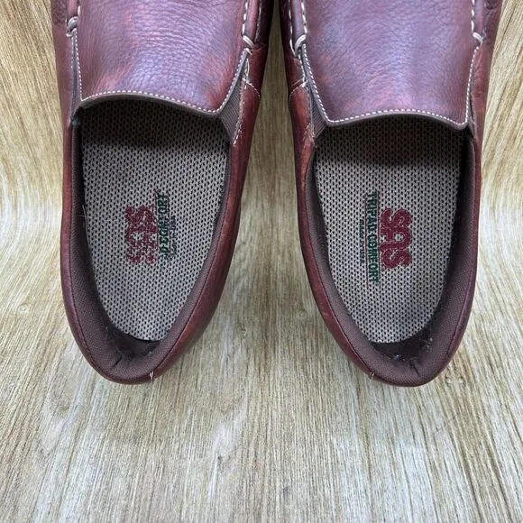 SAS Twin Mulch Women's Size 11 WW Brown Leather Walking Shoes Sneakers Slip‎ On