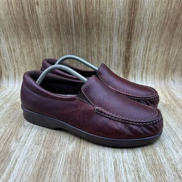 SAS Twin Mulch Women's Size 11 WW Brown Leather Walking Shoes Sneakers Slip‎ On