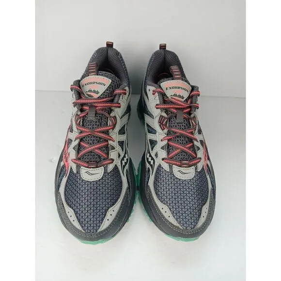 SAUCONY Excursion TR8 Women’s Trail Running Shoes 10 Gray Aqua Pink S15203-4