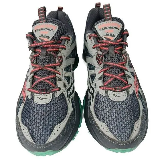 SAUCONY Excursion TR8 Women’s Trail Running Shoes 10 Gray Aqua Pink S15203-4