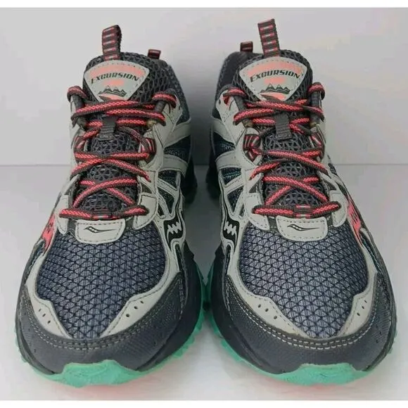 SAUCONY Excursion TR8 Women’s Trail Running Shoes 10 Gray Aqua Pink S15203-4