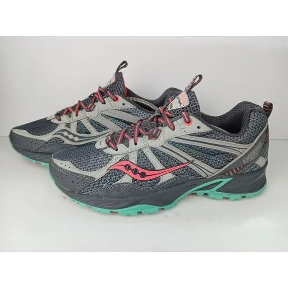 SAUCONY Excursion TR8 Women’s Trail Running Shoes 10 Gray Aqua Pink S15203-4