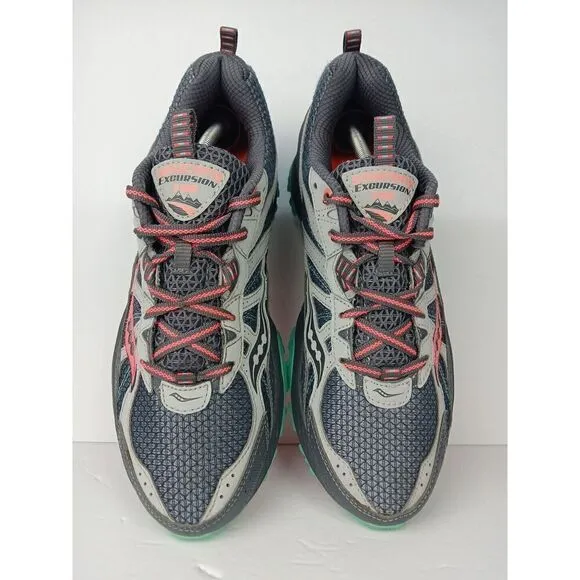SAUCONY Excursion TR8 Women’s Trail Running Shoes 10 Gray Aqua Pink S15203-4