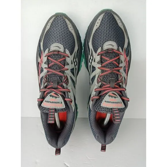 SAUCONY Excursion TR8 Women’s Trail Running Shoes 10 Gray Aqua Pink S15203-4