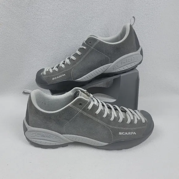 Scarpa Mojito Hiking Shoes Men’s Size 11.5 Grey Suede Comfort Fit Vibram Soles