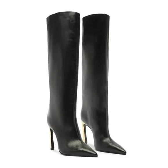 Schutz Cate Curve Pointed Toe High Heel Boots