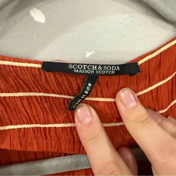 Scotch and Soda Dress Striped Mini Wrap in Rust