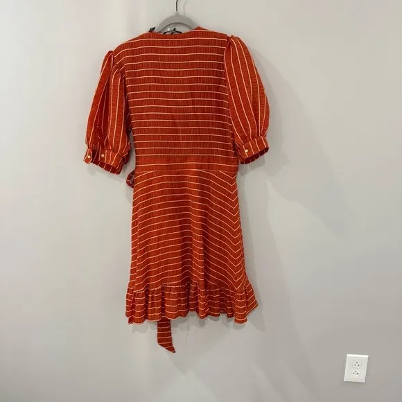 Scotch and Soda Dress Striped Mini Wrap in Rust