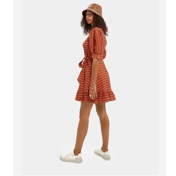 Scotch and Soda Dress Striped Mini Wrap in Rust
