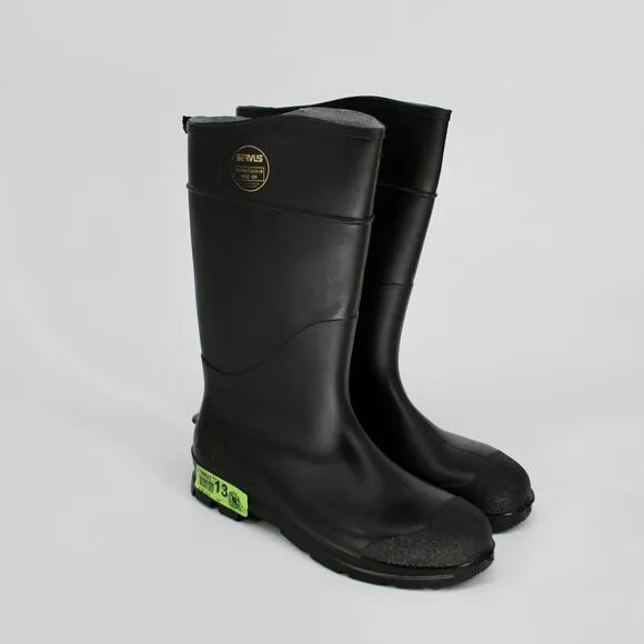 Servus Comfort Technology 14” PVC Steel Toe Mens Work Boots in Black Size 13 NEW