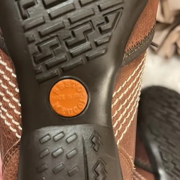 Sesto Meucci Italy Brown Leather Lace Up Walking Shoes